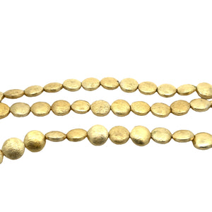 1 Strand of Brushed E-Coated Round Flat Coin Shaped Beads in 2 colors (Gold Finish and Silver Plated) and 5 sizes (16X7,24X8,35X9,12X6,14X510X4)