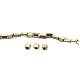 A Strand Of 28 Pcs. Gold Finish Fancy Square Beads E-coated, Handmade  "7mmX6mm(4mm Thicknes)"