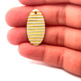 A Pack of 10 pcs. Gold finish And Silver plated, Brushed Finish Oval Shaped Components. Size: 29mmX15mm