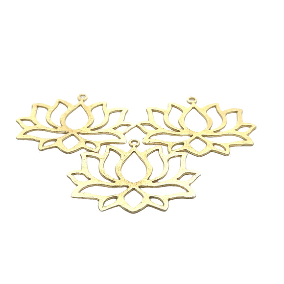 A Pack of  4 to 8Pcs. Lotus Flower, Gold Finish, Silver Plated and Gunmetal, Anti Tarnish Coated, Brushed Finish.Lotus Findings | Purity Beads