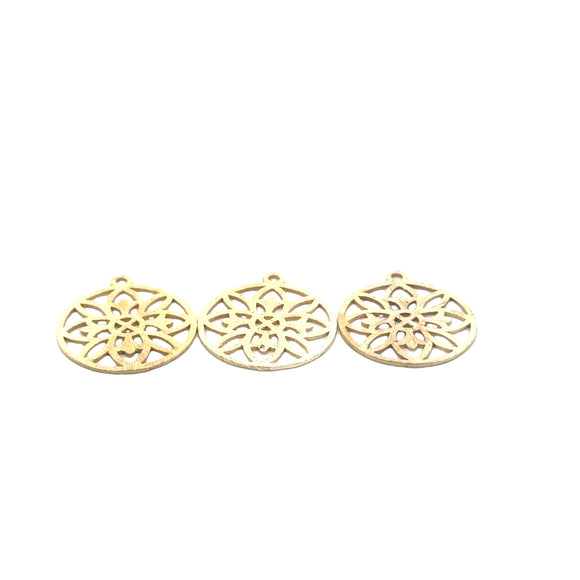 20 Pcs. Gold Finish Pendent/Charm E-coated, Brushed Finish, Components 