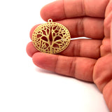 Life Of Tree Pendant/Charm, Gold Finished, E-coated, Brushed Finish. | Purity Beads