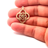 A Pack of 8 Pcs.  Gold Finish,And Silver Plated Charm Pendent E-coated, Brushed Finish, Handmade Finding Size: "28mmX22mm .