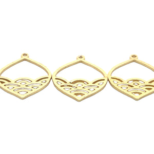 A Pack of 10 Pcs. Gold Finish,Silver Plated Charm E-coated, Brushed Finish, Handmade Findings in  sizes "33mmX23mm ".