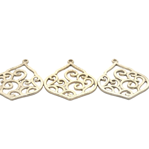 6 Pcs. Gold Finish and  Silver Plated  Finding /Charm E-coated, Brushed Finish, Copper Findings, PENDENT .