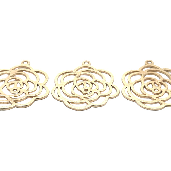 A Pack of 6 pcs  Gold Finish Silver Plated Pendent  Brushed Finish,E-coated Copper Components Size