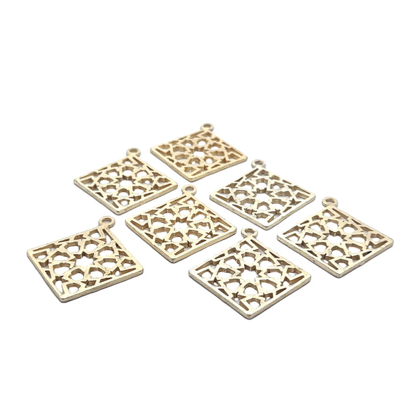 Square Shaped Pendant With design (Gold Finished/Silver Plated) | Purity Beads