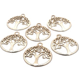 A Pack of  6 Pcs.  Gold Finish,Life of Tree Pendent E-coated, Brushed Finish, Handmade Circle With Star "33mmX28mm "size.CF92BMGO