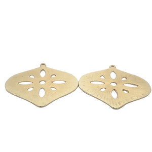 Heart Shaped Pendant, 2 Pcs., Size: 60mmX58mm, Gold Finish E-coated, Brushed Finish, Finding/Components.#CF97BMGO