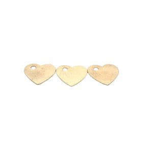 10pcs. Heart Shape Gold Finish, Brushed Finish, E-coated, one hole, Copper/Brass Findings, 25mm#G546