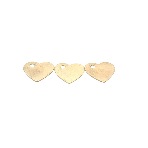 10pcs. Heart Shape Gold Finish, Brushed Finish, E-coated, one hole, Copper/Brass Findings, 25mm#G546