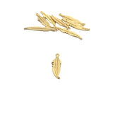 6 Pcs. Gold Finish Leaf Pendant /Charm  E-coated, Copper Finding Size:40mmX10mm #CS62BMGO