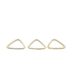 A Pack of 15  to 20 Pcs. Triangle  Gold Finish Silver Plated  Brushed Finish. Available in 2 sizes 34mm, 22mm.