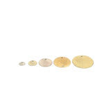 Flat Round Disc with 1 hole, Available in 7 sizes  of Gold Finish,Silver Plated, Gunmetal E-coated, Brushed, Copper Findings (hole size 1mm)