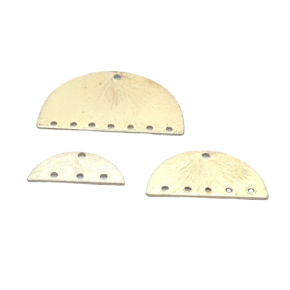 8to 20 Pcs. Gold Finish and Silver plated Brass Semi Circle Blanks/Semi Circle Pendant, Brushed Finish, E-coated, Available in three Size.