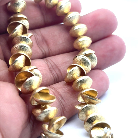 A Strand of Bead Caps, End Caps, Brushed Finish, E-Coated, Available 2 Colors: Gold Finish & Silver Plated, About 54 caps, Size-10mm