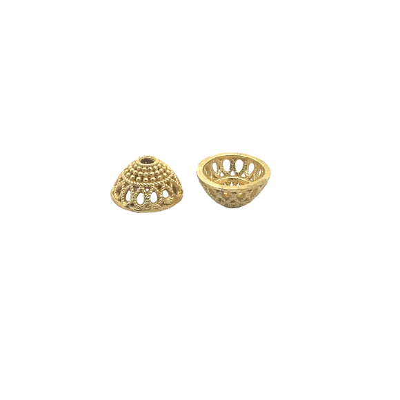 1 Strand of Fancy  Cap/End Caps, Available Gold Finish And Silver Plated, Brass Bead Cap. Sizes: 12mmX7mm