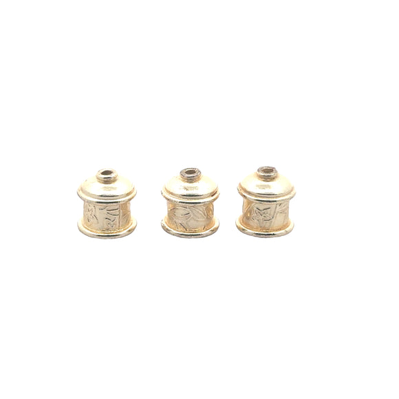 1 Strand of End Caps, in Gold Finish Silver Plated  Fancy End Cap E-Coated, End Cap. Size: 12X12mm (inside size is 8mm)