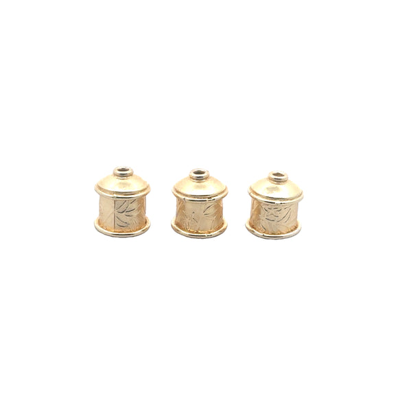 1 Strand of End Caps, in Gold Finish Silver Plated  Fancy End Cap E-Coated, End Cap. Size: 12X12mm (inside size is 8mm)