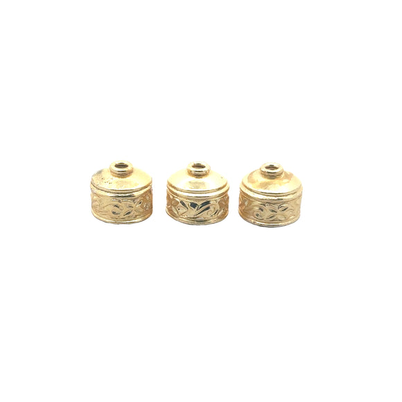 1 Strand of End Caps, Gold Finish Silver Plated Fancy End Cap E-Coated, End Cap. Size: 12X13mm (inside size is 8mm)