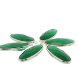 Oval Green Onyx Bezel – One Loop, 925 Sterling Silver or Gold Plated Over Silver, 1 Pcs Available TwoSizes:13mmx30mm,10mmX24,1Pcs