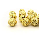 1 Strand of Decorated Bead | Fancy Gold Finish Beads | Anti Tarnish Beads | 8 Inch Long Bead Strand | Size: 14mmX12mm #NO-140