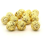1 Strand of Decorated Bead | Fancy Gold Finish Beads | Anti Tarnish Beads | 8 Inch Long Bead Strand | Size: 14mmX12mm #NO-140