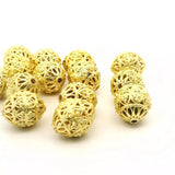 1 Strand of Decorated Bead | Fancy Gold Finish Beads | Anti Tarnish Beads | 8 Inch Long Bead Strand | Size: 14mmX12mm #NO-140