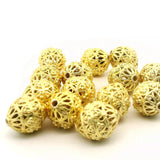 1 Strand of Decorated Bead | Fancy Gold Finish Beads | Anti Tarnish Beads | 8 Inch Long Bead Strand | Size: 14mmX12mm #NO-140