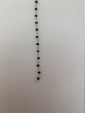 2mm Black Spinel Chain | Natural Beads on Silver Plated Wire | Faceted Beaded Chain | 2mm Black Spinel Beads | 1 Foot