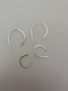 925 Sterling Silver Sparkle Clef Ear Wire | Textured Flat Ear Wire | 18Gauge | Available in Two Sizes: 20mm and 28mm.