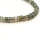 Natural Labradorite Faceted Rondelle Beads Strand – Approx. 6×4 mm | Gray Labradorite with Blue Flash | 13–14 Inch Strand