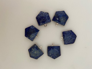 Six Piece a Pack One Loop Real 925 Sterling Silver Lapis Lazuli Pentagon Shape, Size : 18mmX18mm. .