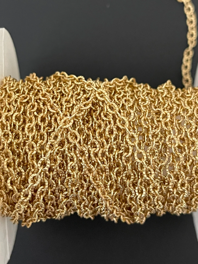 3 Feet Gold Plated Brass Chain | Patterned Chain | Brass Chain with Real Gold Plated and Electroplated | Size 3.3mmX2.6mm | CHN13BM