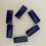 Six Piece a Pack Connector  Sterling Silver 925 Lapis Lazuli Rectangle  Shape, Size : 12mmX30mm.