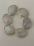 Rainbow Moonstone a Pack of Six Pieces One Loop Real Gold Plated And Silver Plated  Rainbow Moonstone H Oval Shape, Size : 15mmX20mm.