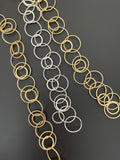 3 Feet of Multi Circle Fancy Chain, Gold finish And Silver Plated,E-coated,  Designer's Chain.Circle Size: 24mm, 22mm  & Flat Circle is 17mm