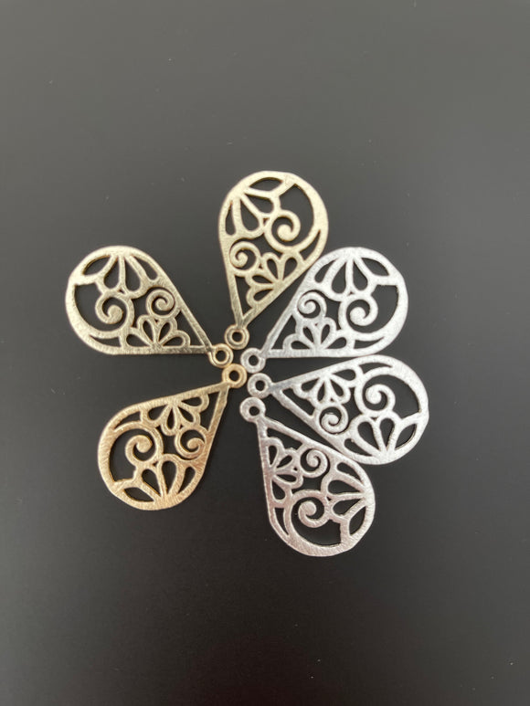 8Pcs. Gold Finish and  Silver Plated  Finding /Charm E-coated, Brushed Finish, Copper Findings, PENDENT .