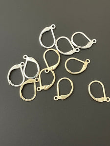 Lever back Hooks, A Pack of 20 pcs Lever Back Hooks, Lever Back Hooks, Gold Finish  And Silver Plated Ear, Ear hooks/lever backs Size: 15mmX10mm.