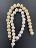 1 Strand of Brushed Finish Fancy Shiny Round Gold Finish And Silver Plated Beads , E-coated Beads. Bead Size is: 10mm. #NO-88