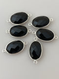 Black Onyx of Six Pieces Connector Real Gold Plated and Sterling Silver 925 Black Onyx, Oval Shape, Size : 9mmX11mm.