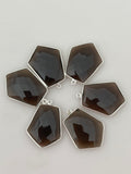 Smoky Quartz  Pack of Pieces One Loop Real Sterling Silver Tie  Bezel Tie Shape,Size:21mmX26mm.#DM 1024