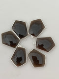 Smoky Quartz  Pack of Pieces One Loop Real Sterling Silver Tie  Bezel Tie Shape,Size:21mmX26mm.#DM 1024