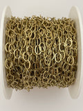 3 Feet of Gold Plated Brass Chain. Flat Oval Cable Chain, Smooth and flat chain. Electro Plated Chain. Size:7mmX5mm .