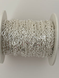 3 Feet of 925  White Sterling Silver Flat Figaro cable Chain  Size 2mm | CHN61SS