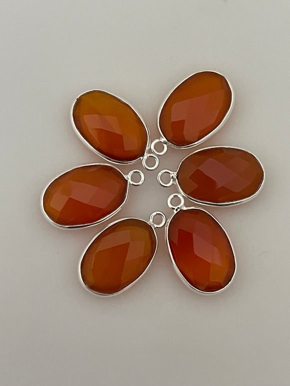Red Onyx Six Piece a Pack One Loop Real Sterling Silver 925 Red Onyx Oval Shape, Size : 10mmX15mm.#DM 79