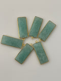 Amazonite Bezel Pack Six Pieces One Loop Real Gold Plated  Amazonite Rectangle Shape, Size : 12mmX30mm.