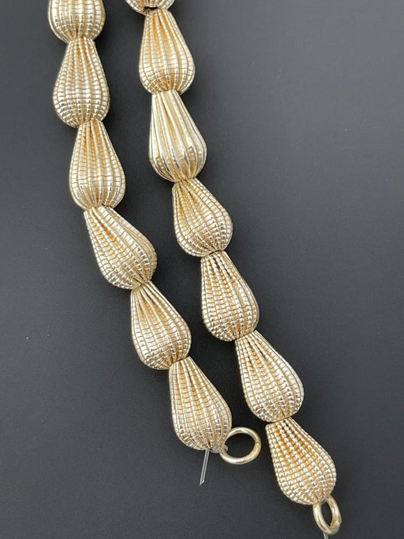 1 Strand of Brushed Finish Fancy Gold  Beads With Anti Tarnish | Size: 14mmX9mm