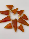 Red Onyx A Pack of Six Pieces  Connector  Real Gold Plated and Sterling Silver 925 Red Onyx Triangle Shape, Two Size : 15mmX35mm.,15mmX20mm