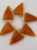 Red Onyx A Pack of Six Pieces  Connector  Real Gold Plated and Sterling Silver 925 Red Onyx Triangle Shape, Two Size : 15mmX35mm.,15mmX20mm